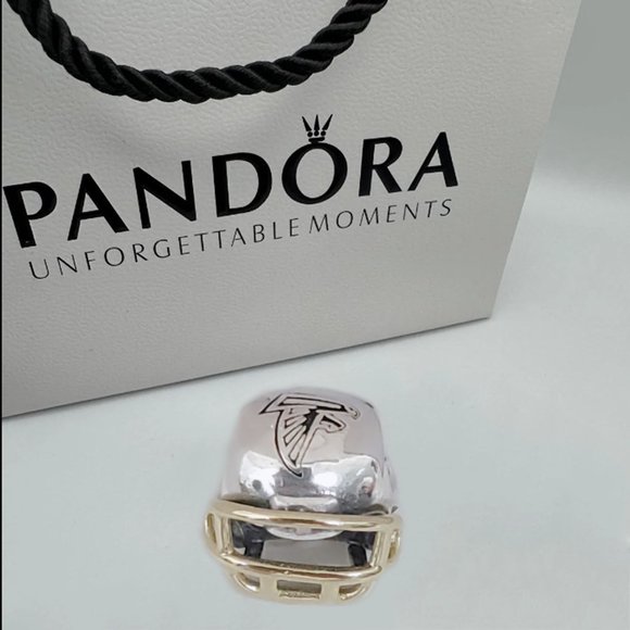 Pandora Atlanta Falcons NFL Football Helmet Charm 14K Gold and S925 Silver - Picture 1 of 10